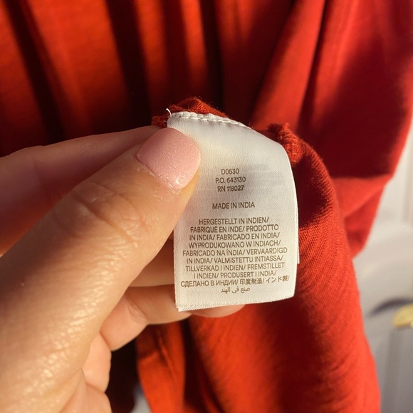 NWT Boden Red/Rust Orange Short Sleeve Lace Yoke Dress Size 16/18L *No Belt* - Picture 8 of 12